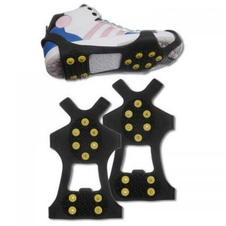 

2Pcs Non-Slip Shoe Cover Ice Snow Grippers Over Shoe Boot Traction Cleat Rubber Spikes Mountaineering Non-Slip Shoe Cover 10-Stud Slip-on Stretch Footwear