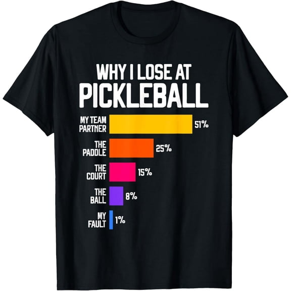 Funny Pickleball Bar Graph Humor Unisex Short Sleeve Graphic T-Shirt