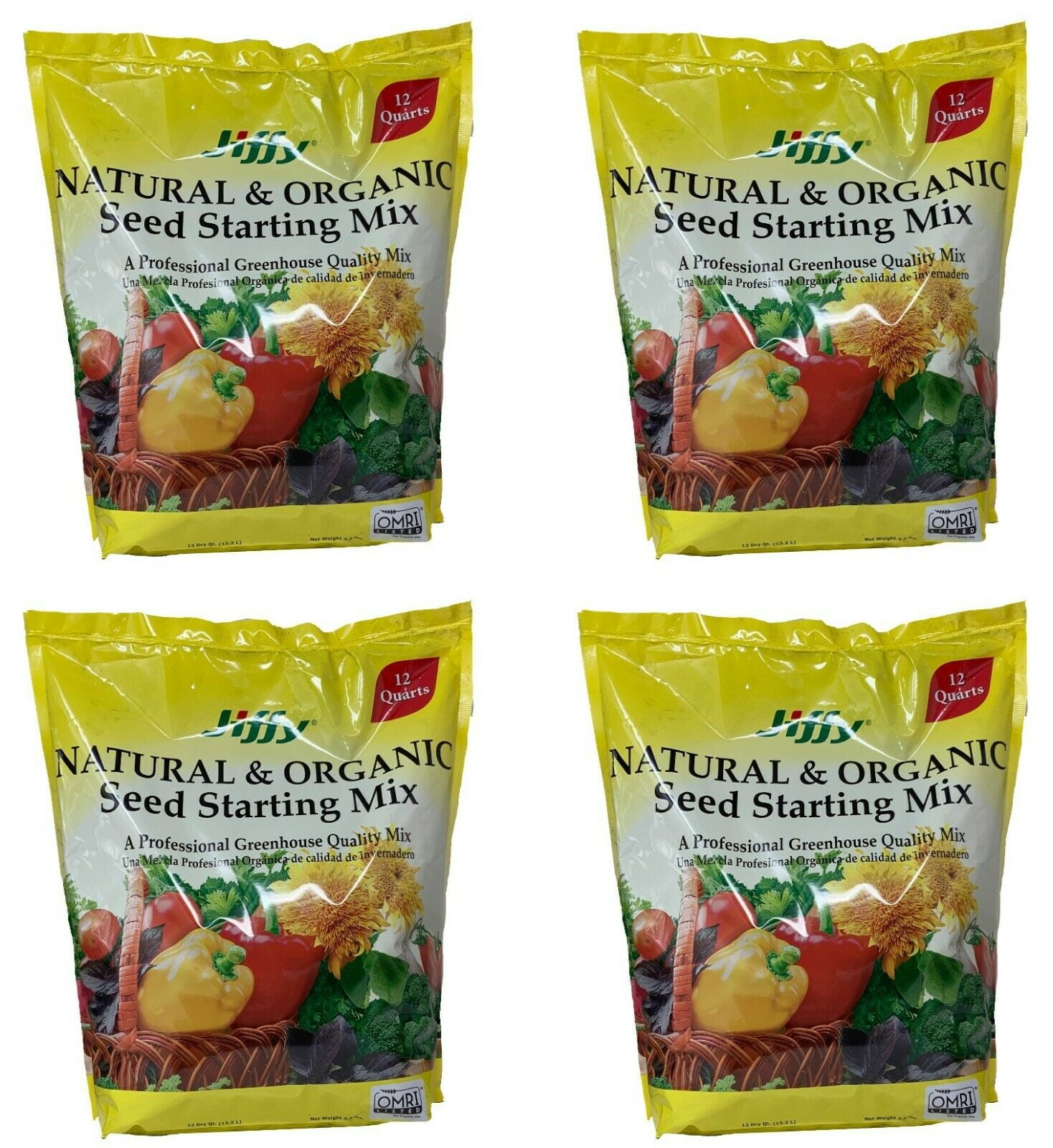 4Pack JIFFY 12 QT SEED STARTING MIX NATURAL ORGANIC PROFESSIONAL