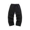 thumbnail image 5 of AHTJRT Mens Cotton Linen Baggy Pants Elastic Waist Trousers Fashion Solid Color Straight Leg Workout Pants with Pockets Black 3XL, 5 of 5