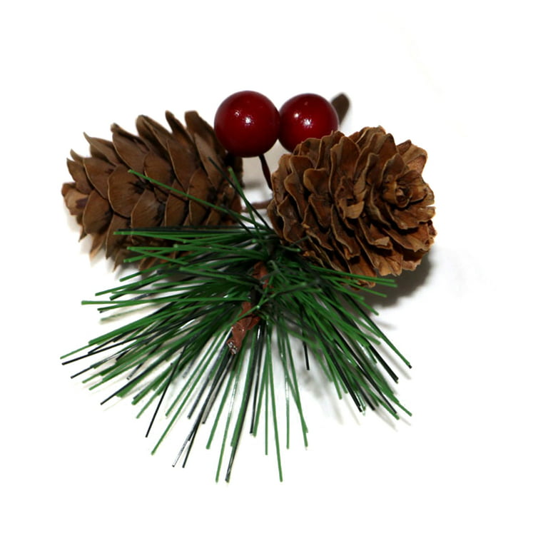 24 Pieces Christmas Natural Pine Cones 6.3 x 1.8 Inch Pinecone Picks Rustic  Mini Pine Cones with Floral Pick Pine Cones Decorations for Party
