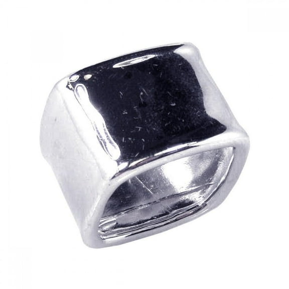 Rhodium Plated Sterling Silver 925 Square Shaped Ring Band Jewelry Female Male Unisex Size 8