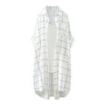 thumbnail image 1 of Chaqueta de manga larga y corte holgado con estampado de cuadros y letras para mujer, primavera 2025, de gasa, largo medio, tipo cárdigan fino, tallas S-XXL, 1 of 5