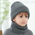 thumbnail image 4 of Boys Winter Hat Winter Knit Hat Scarf Set Striped Knit Hat for Boys Girls Solid Toddler Baby Beanie,Dark Gray, 4 of 6