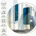 thumbnail image 4 of Bohemian Mid Century Shower Curtain Yellow Stripes Texture Blue Pattern Grain Artistical Aesthetic Shower Curtains for Home Bathtubs Bathroom Decor Fabric Waterproof with Hooks 36x72 Inches, 4 of 6