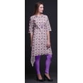 thumbnail image 3 of Bimba Purple Leaves Leaves Printed Tops For Women Asymmetric Kurti Summer Dress For Girls XX-Large, 3 of 6