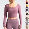 thumbnail image 1 of JDQJBZ Summer Womens Tops,Workout Tops For Women Long Sleeve Tops Solid Color Crew Neck Yoga Gym Spring Summer Active Casual Shirts, 1 of 5