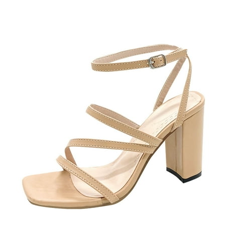 

GWAABD Wide Womens Sandals Sandals Lace-up Breathable Heels Women s Toe-knob High Shoes Casual Fashion Women s sandals