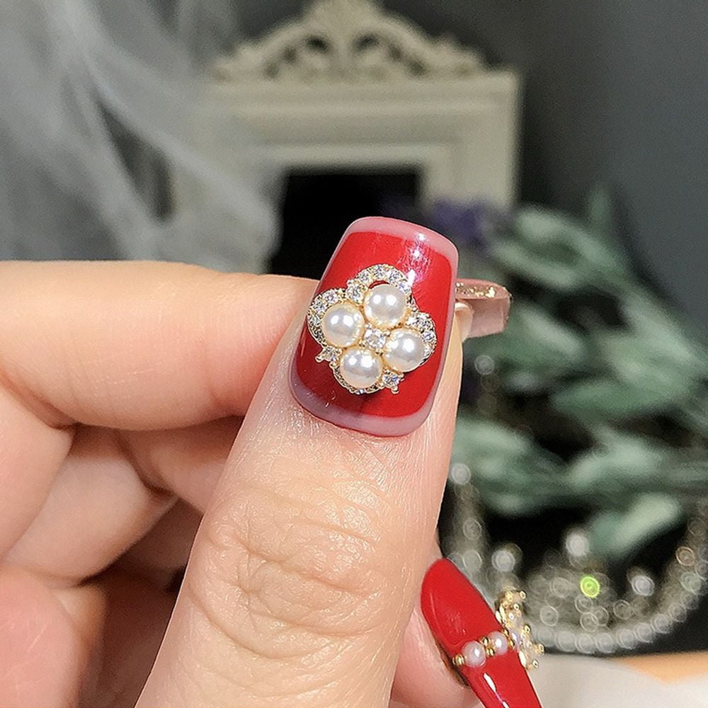 Spinning Rhinestone Pearl Nail Charms Nail Art Jewelry Christmas