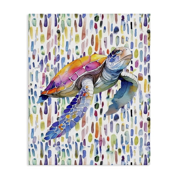 Stupell Industries Tropical Turtle on Colorful Dots Canvas Art, 16 x 20, by Shelly Craig