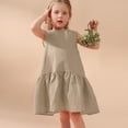 thumbnail image 3 of Toddler Girls Linen Sleeveless Dress A-Line Ruffle Hem Summer Outfits, Size 3-4Y, 3 of 7