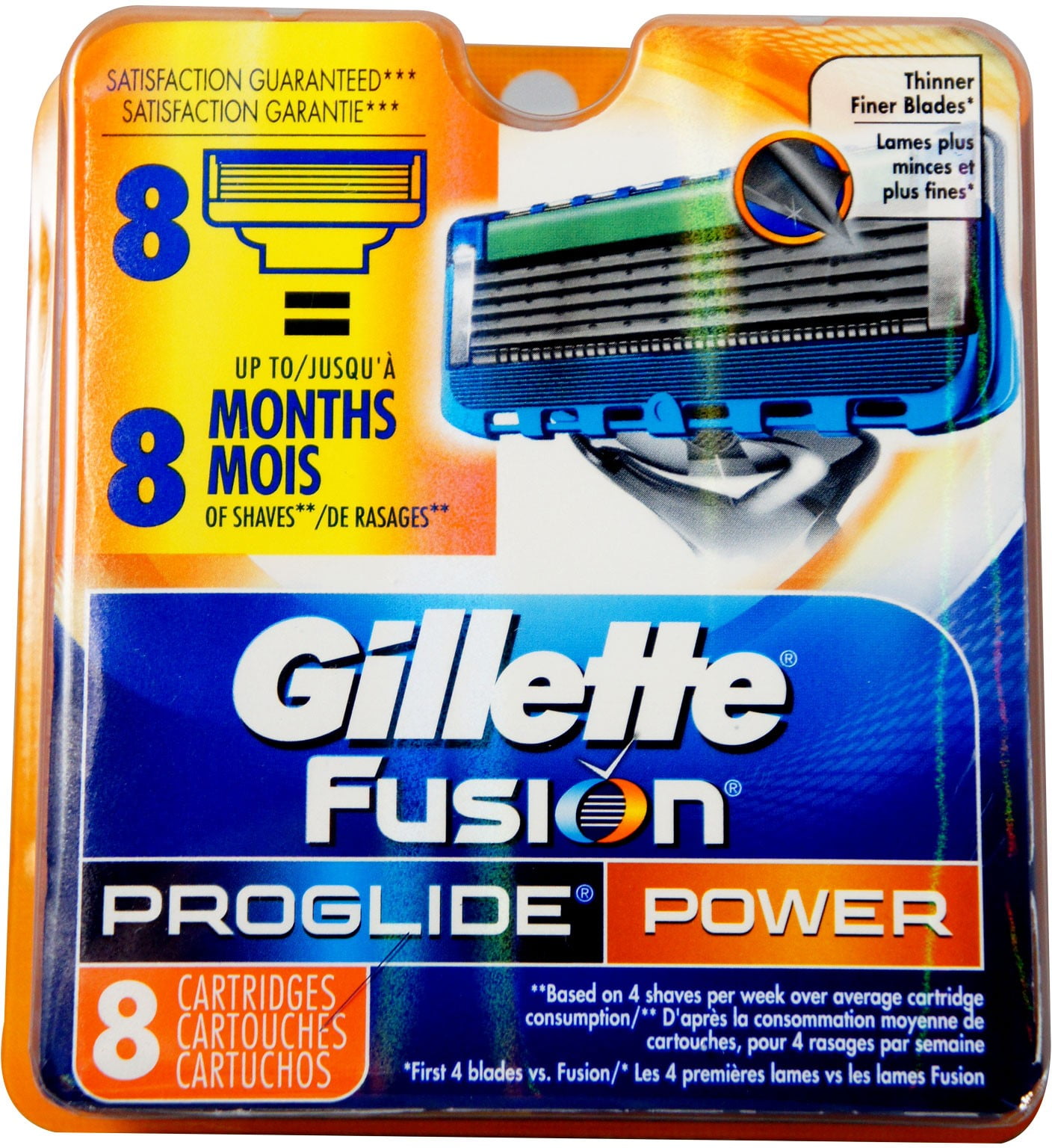 Gillette Fusion ProGlide Power Cartridges 8 Each (Pack of 2) -