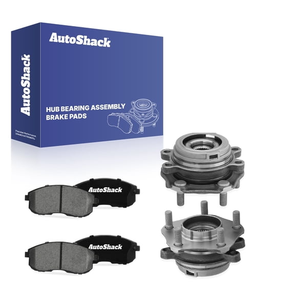 AutoShack Front Ceramic Brake Pads   Wheel Hub Bearing Assemblies with ABS Replacement for 2007-2012 Nissan Altima 6-PC Kit