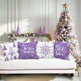 thumbnail image 5 of Christmas Throw Pillow Covers 18x18 4 pcs, Merry Christmas Xmas Winter Snowflake Decorative Holiday Cushion Pillow Cases 18 x 18 Indoor Farmhouse Home Room Couch Sofa Decor (Purple), 5 of 6