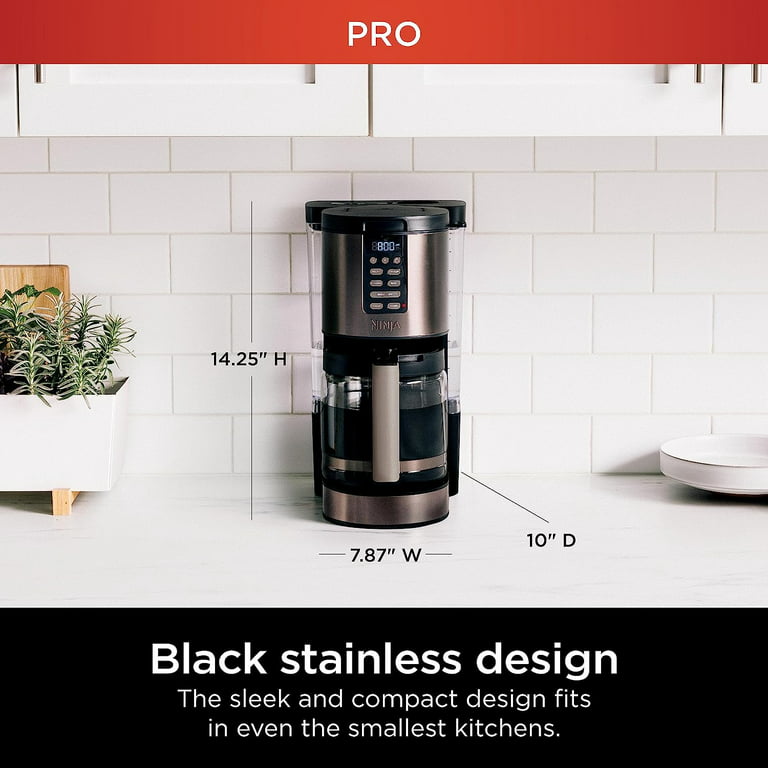  Ninja DCM201BK Programmable XL 14-Cup Coffee Maker PRO, 14-Cup  Glass Carafe, Freshness Timer, with Permanent Filter, Black Stainless  Steel: Home & Kitchen