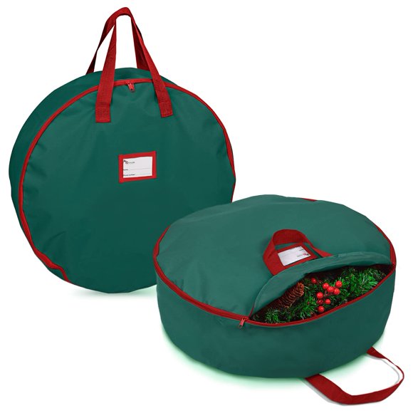 Primode Bolsa De Almacenamiento Para Coronas De Navidad De 36.1 In – 2 Unidades De Contenedores De Coronas Artificiales – Soporte Para Coronas De Navidad – Asas Resistentes – Correas Interiores – Ranu