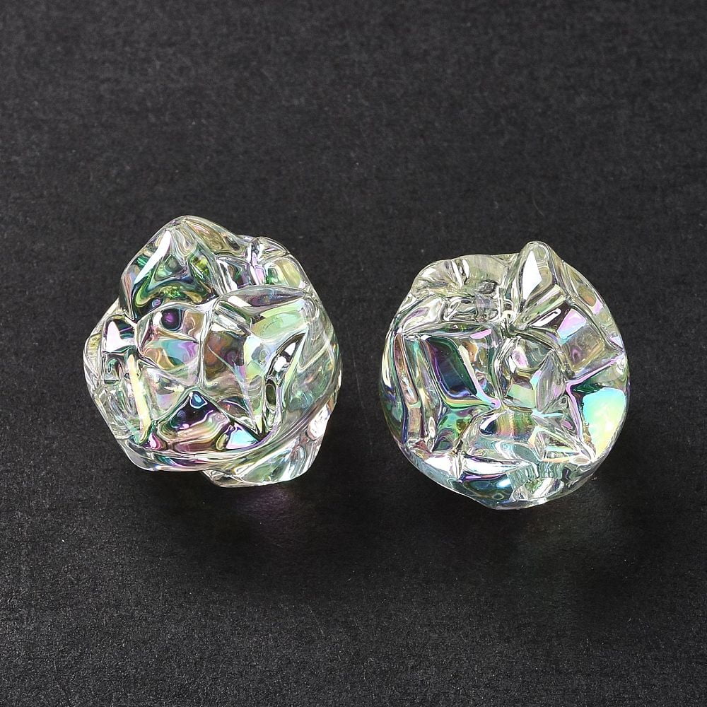 Rainbow Iridescent Acrylic Beads Flower Mixed Color 17x17x15.5mm Hole: 3.2mm