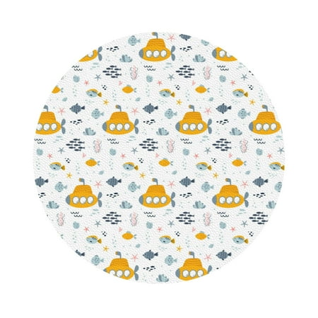 

Matuu Submarine Ship for Cup Coasters Set of 6 Leather Coasters Desk Coasters for Office Measures 4” x 4” Round Shape