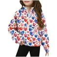 thumbnail image 2 of Xdegoge Girls Heart Print Half Zip Sweatshirts - Cute Valentine's Day Outfit for Kids Toddler Long Sleeve Pullover Sweatshirts Holiday Party Clothes, 2 of 5
