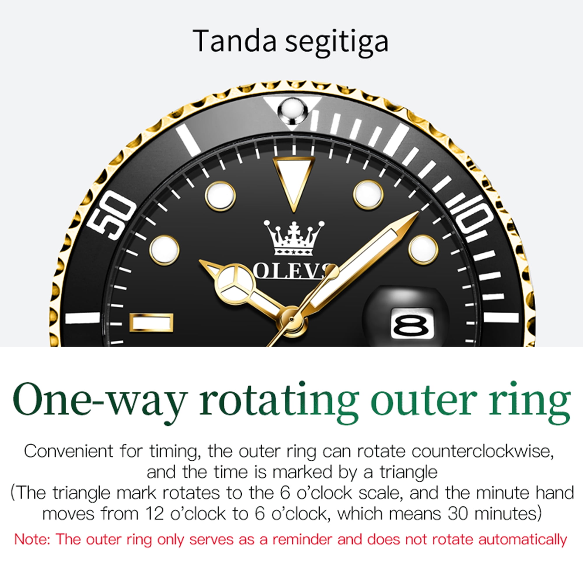 OLEVS Watches for Men Luxury Classic Dress Analog Quartz Fashion Two Tone Gold Plated Stainless Steel Date Waterproof Luminous Mens Wrist Watches Reloj Para Hombre Green/Black/Blue
