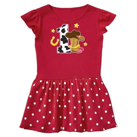 

Inktastic Cowgirl Birthday One Year Old with Cowgirl Boots Gift Baby Girl Dress