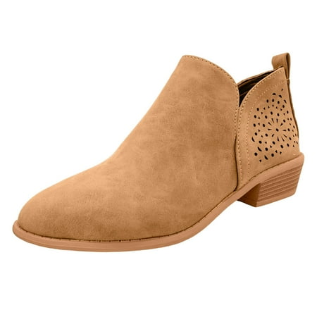 

Gubotare Womens Boots Ankle Women s Low-heeled Ankle Boots Riding Boots for Women Winter Dress Shoes for Women Cowboy Warm Fashion Womens Boots (Brown 7)