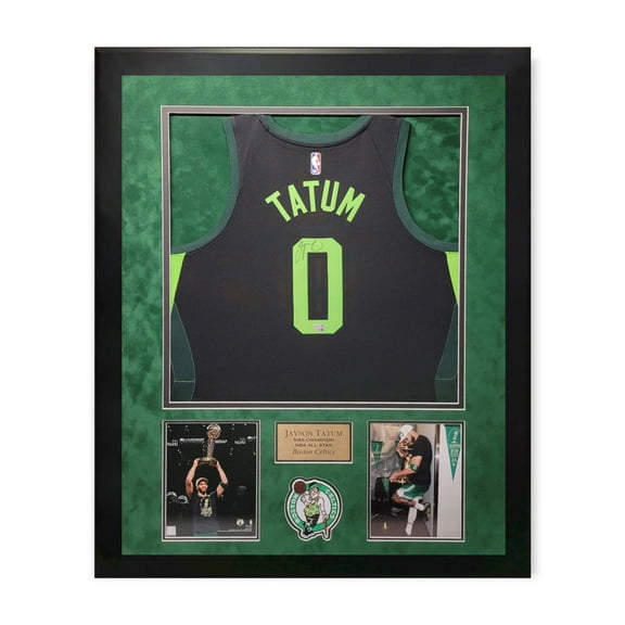 Jayson Tatum Boston Celtics Autographed Nike City Edition Jersey Framed to 32x40 Fanatics
