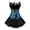 Blue Black, variant on Steampunk Peacock Bustiers Corset with Skirt Women Party Set Blue Black 3XL