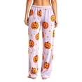 thumbnail image 4 of Womens Halloween Funny Pumpkin Graphic Pajama Bottoms Wide Leg Sleep Pants | Halloween Pjs Bottoms, Loose Fit, Elastic Waist, Lightweight, Vacation, Cute, Casual Pants Light Purple L, 4 of 5