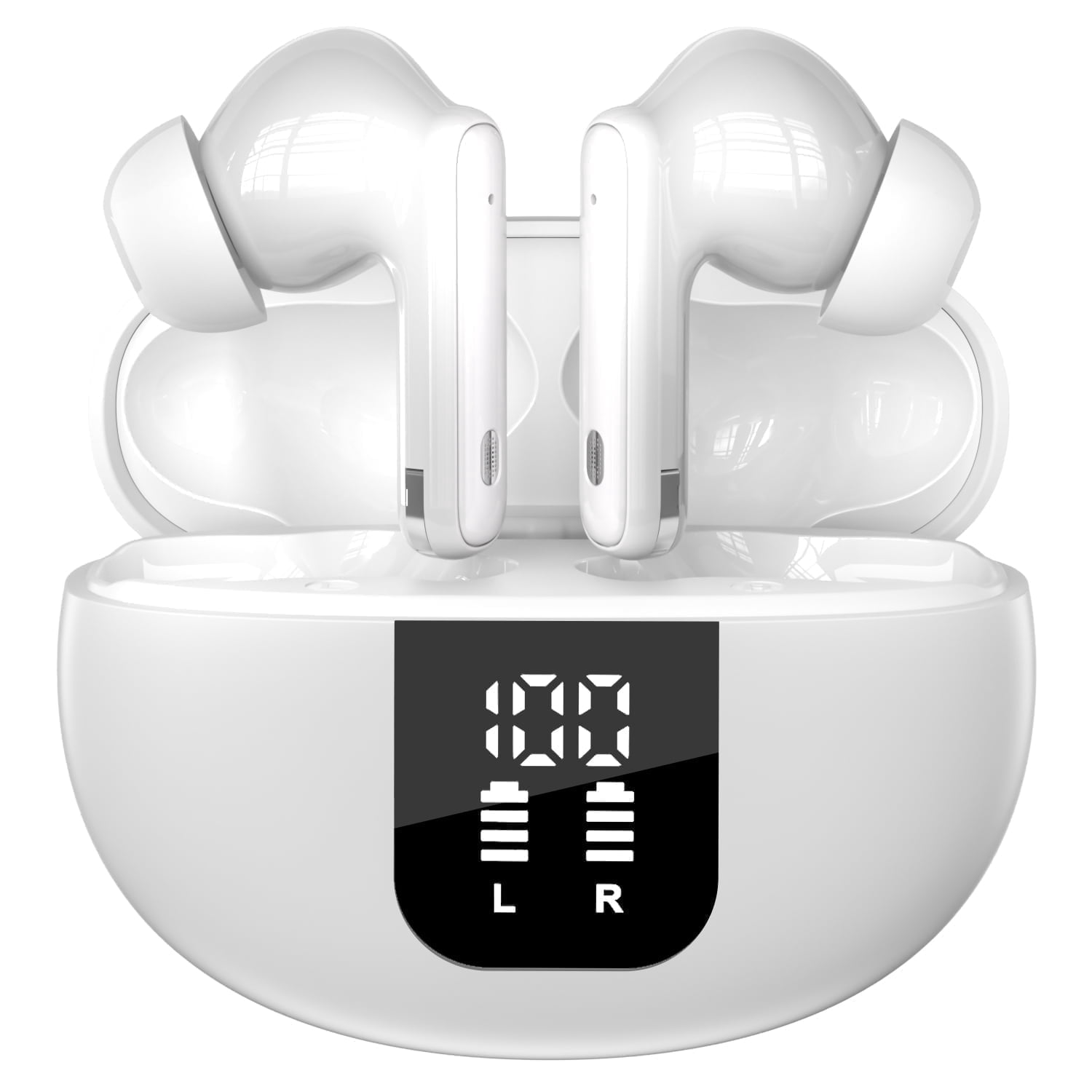 Wireless Earbud, 5.4 Bluetooth Headphones in Ear Stereo Bass Earphones Noise Cancelling Earbuds 36H Dual Mic Call, LED Display IP7 Waterproof Sport Headset for Android iOS