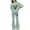 Green, variant on KVPLBQFD Girls Summer 2 Piece Outfit Heart Embellished Short Sleeve Top Stretchy Flared Pants Set for Teens Girl Fashion Vacation Travel Clothes