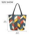 thumbnail image 5 of FORMRS Womens Canvas Tote Bag with Zipper Inner Pocket Shoulder Handbag, Red Geometric, 5 of 7