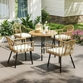 thumbnail image 2 of Dextrus 4 Pieces Patio Dining Chairs, Outdoor Stackable Armchair, Heavy Duty Breathable Lawn Chairs Set for Backyard, Garden, Deck, Front Porch, 480 LBS, Beige, 2 of 10