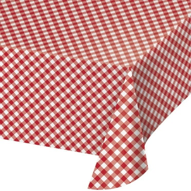 12 Count Bulk Pack Classic Gingham Paper Tablecover All Over Print, 54" X 102"