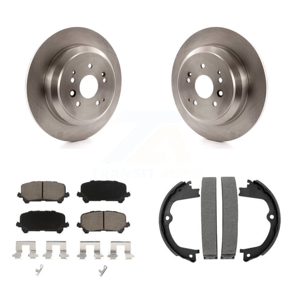 CMX Rear Disc Rotors Ceramic Pads and Parking Brake Shoes Kit for Car 2014-2016 Acura MDX K8C-104021