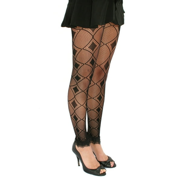 SFashions - Footless Fishnet Tights Women's Sheer Silk Blend Diamond ...