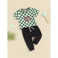 thumbnail image 4 of Musuos Infant Baby Irish Day Outfit 6 12 18 24M 3T Clover Print Short Sleeve T-Shirt and Casual Pants Summer 2 Piece Set for Toddler, 4 of 10