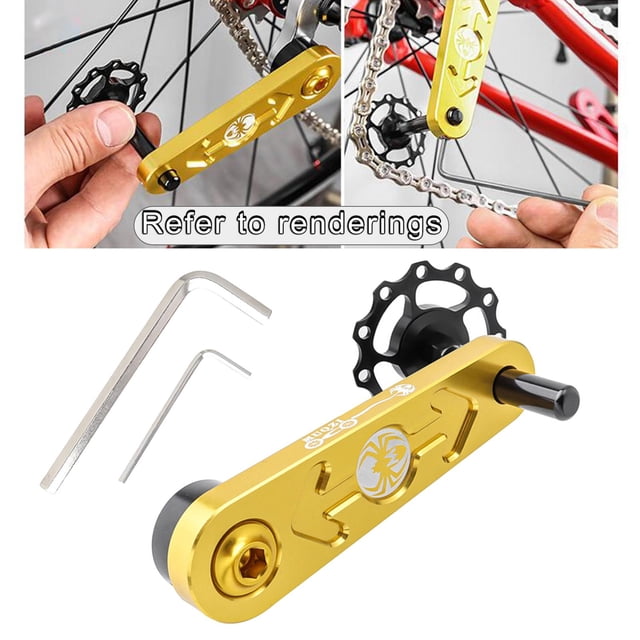 Tensor de cadena de bicicleta de aleación, convertidor de cadenas individuales, cierre de montaña, ciclismo dorado Cola Tensor de cadena de bicicleta