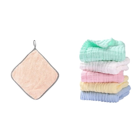 Household Cleaning Towel Kitchen Drying Towels Heavy-Duty Cleaning Cloth Dusting Gentle Cleaning Cloth Kitchen Dish Rags Household Cleaning Cloth Orange 9.84x9.84 Inch (1 Cloth+5 Towels)