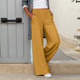 thumbnail image 2 of Sngxgn Womens Loose Fit Casual Pants Elastic Waist Trousers Pants with Pockets(Yellow,L), 2 of 5