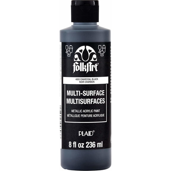 FolkArt Multi-Surface Acrylic Paint 8oz-Metallic Charcoal Black