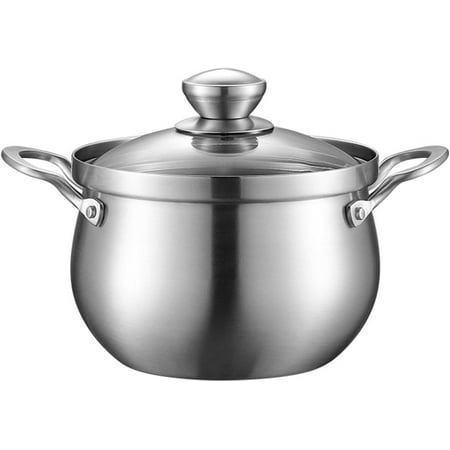 

Thickened Spherical Soup Pot - 304 Stainless Steel Soup Pot Thickened Household Double-eared Soup Pot Dishwasher Safe General Purpose Induction Cooker Gas Stove Saucepan (Color : One Co
