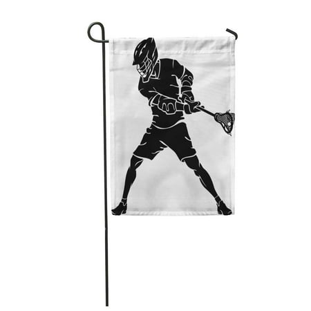 LADDKE Player Lacrosse Defense Stance Action Active Alert Athlete Elbow Garden Flag Decorative Flag House Banner 12x18