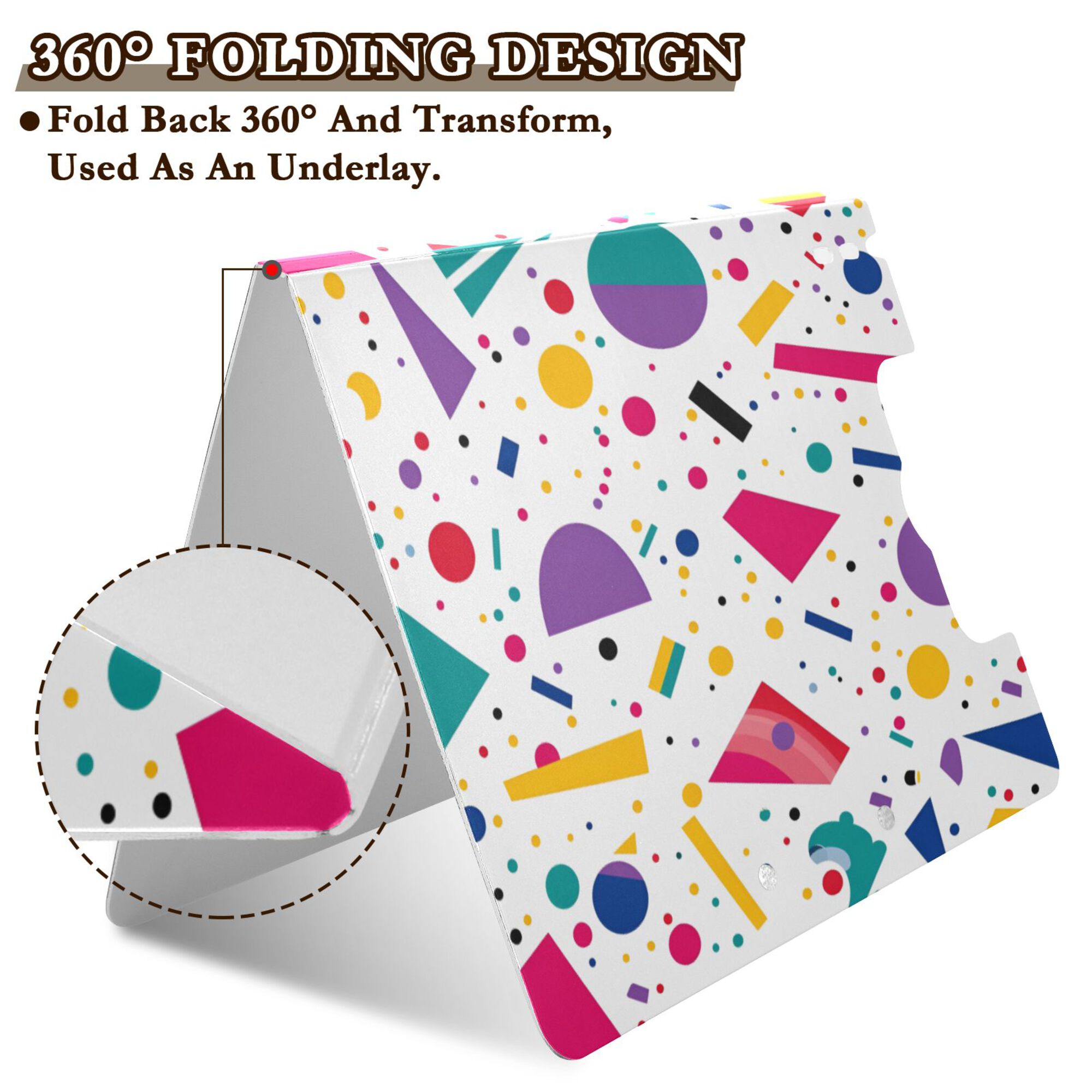 FORMRS A4 Clipboard Folder with Pen Holder Horizontal Foldable School Office Binder, Retro Round