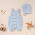 thumbnail image 2 of Summer Baby Rompers Sleeveless Infant Boy Girl Jumpsuit Outfit Knit Cotton Newborn Toddler Clothing Hat Hollow Out Playsuit 2PCS, 2 of 5