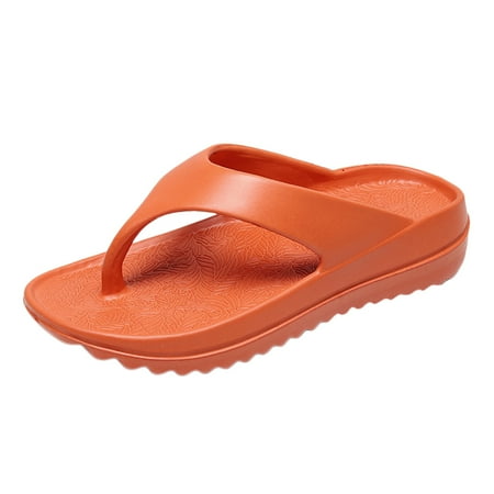 OJSFQUFP Lazy Shoes Women s Orthotic Flip Flops with Arch Support Soft Thong Pillow Sandals Cute Flip Flops for Women Orange 41