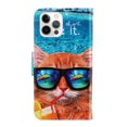 thumbnail image 3 of SaniMore for iPhone 14 Pro Max 6.7" 2022 Wallet Case, Color Painting Pattern with Kickstand Card Slots Detachable Wrist Strap Grils Women PU Leather Case Magnetic Clasp, Glass Cat, 3 of 8