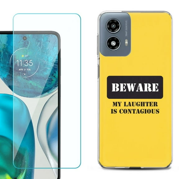 Phone Case for Motorola Moto G 5G 2024, with Tempered Glass Screen Protector, by OneToughShield - Laughter