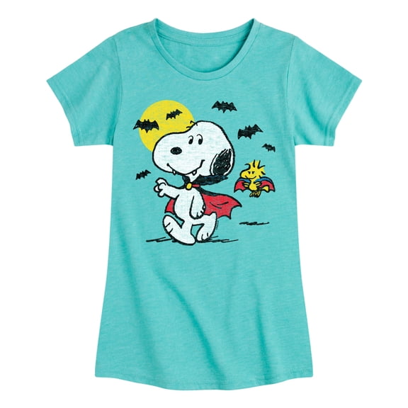 Peanuts - Vampire Snoopy and Woddstock - Toddler And Youth Girls Short Sleeve Graphic T-Shirt