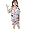 thumbnail image 3 of Girls Pajamas 3Pcs Button Down Pjs Short Sleeve Top Shorts & Long Pants Bow Valentine's Day Pajama Sets Nightwear Loungewear for 4t-15years 3pcs Sleepwear, 3 of 6
